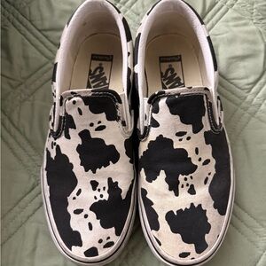 Vans Slip-On Sneakers in Black & White Cow Pattern
